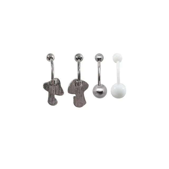 Multi-Pack Mushroom Belly Rings 4 Pack - 14 Gauge at Spencer's