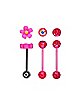 Multi-Pack CZ Pink Flower Barbells 3 Pack - 14 Gauge
