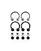 Multi-Pack Ghost Horseshoe Rings with Extra Balls 4 Pack - 16 Gauge
