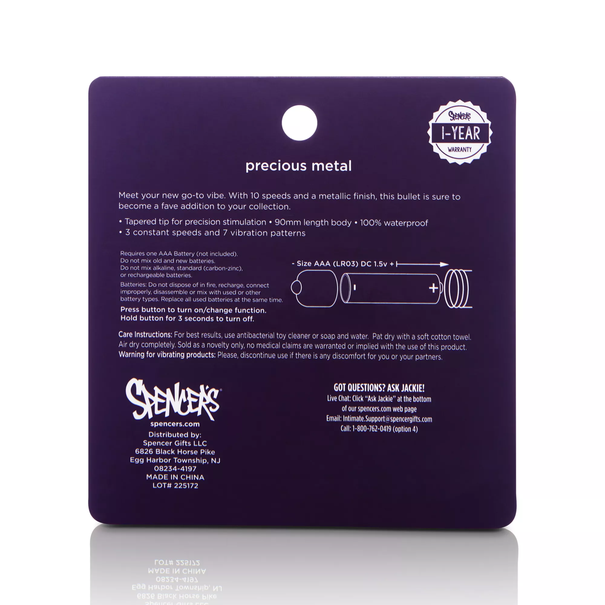 Precious Metal 10-Function Waterproof Bullet Vibrator 3.5 Inch - Hott Love at Spencer's
