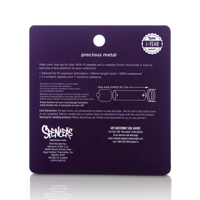 Precious Metal 10-Function Waterproof Bullet Vibrator 3.5 Inch - Hott Love at Spencer's