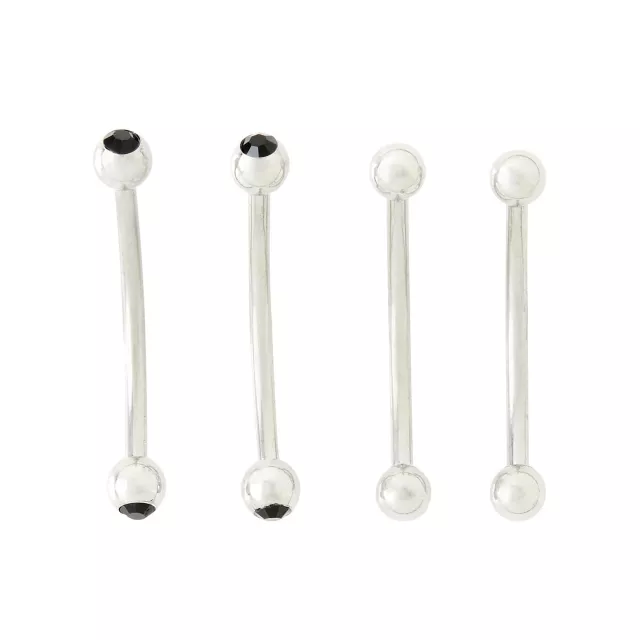 Multi-Pack Silvertone Black Stone Curved Barbells 4 Pack - 16 Gauge at Spencer's