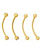 Multi-Pack Goldtone CZ Curved Barbells 4 Pack - 16 Gauge