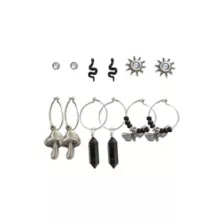 Multi Pack Mushroom Moth Crystal Sun Hoop Dangle and Stud Earrings - 6 Pair at Spencer's