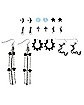 Multi Pack Moon Chain Dice Dangle and Stud Earrings - 9 Pack