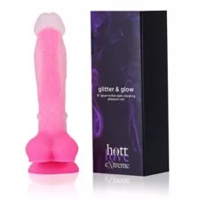 Glow in the Dark Glitter & Glow Waterproof Pink Vibrator 8 Inch - Hott Love Extreme at Spencer's