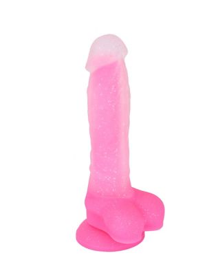 Glitter & Glow Glow-In-The-Dark Waterproof Pink Vibrator 8 Inch - Hott Love Extreme