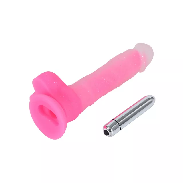 Glow in the Dark Glitter & Glow Waterproof Pink Vibrator 8 Inch - Hott Love Extreme at Spencer's