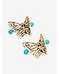 Gold Plated Skull Butterfly Nipple Barbells - 14 Gauge