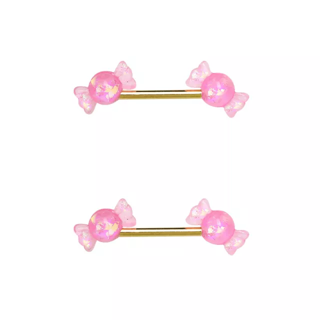 Pink Candy Nipple Barbells 14 Gauge Spencer's