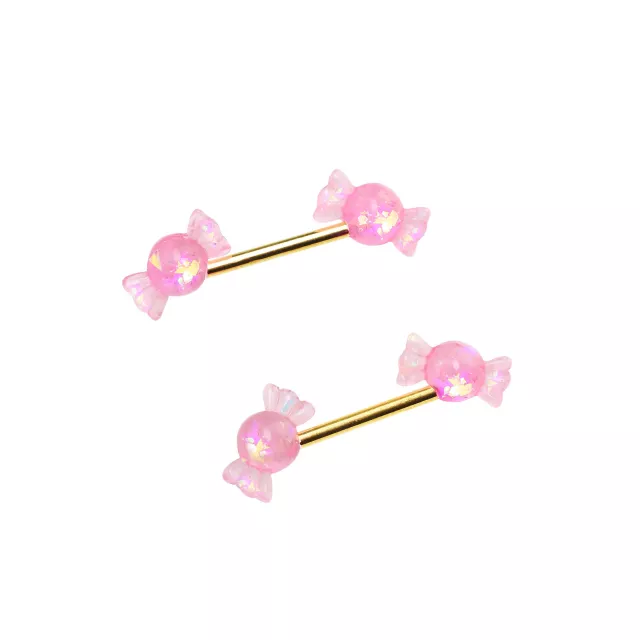 Pink Candy Nipple Barbells 14 Gauge Spencer's