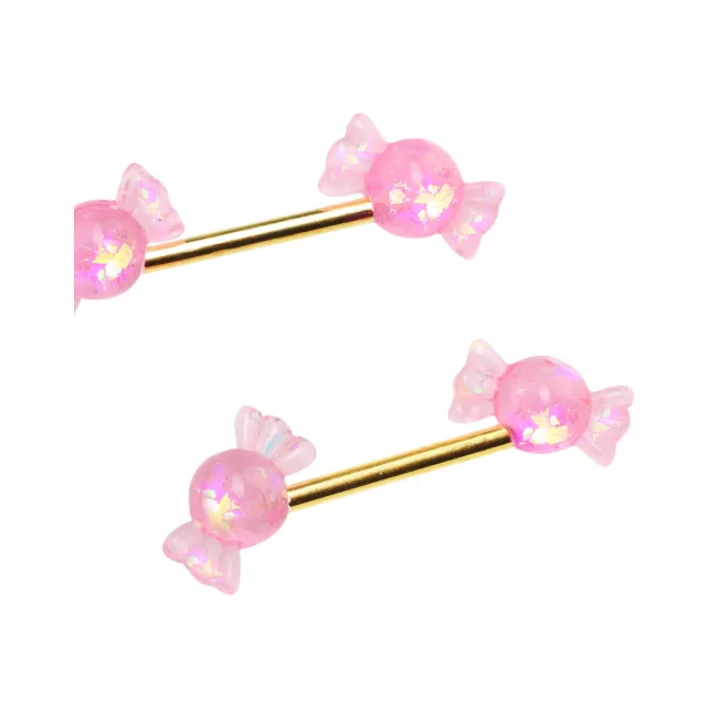 Pink Candy Nipple Barbells 14 Gauge Spencer's