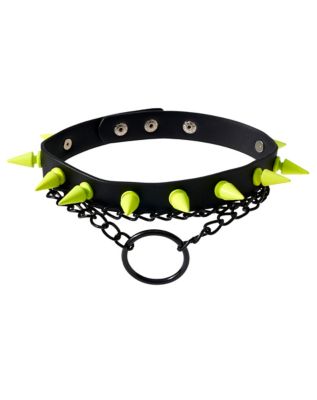 Spiked Drop Chain O Ring Choker Necklace