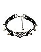 Spiked Checkered Heart Choker Necklace