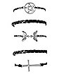 Pentagram Moth Braided Bracelets - 5 Pack