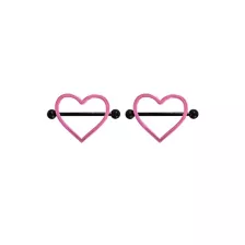 Pink and Black Heart Nipple Shields - 14 Gauge at Spencer's