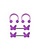 Multi-Pack Glow in the Dark Purple Butterfly Horseshoe Rings and Nipple Barbells 4 Pack - 14 Gauge