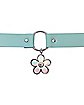 Teal Holographic Flower Charm Choker Necklace