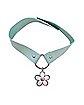 Teal Holographic Flower Charm Choker Necklace