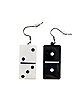 Black and White Domino Dangle Earrings - 18 Gauge