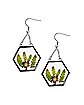 Resin Flower Hexagon Dangle Earrings - 18 Gauge