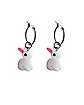 White Rabbit Dangle Hoop Earrings - 18 Gauge