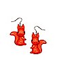 Orange Squirrel Dangle Earrings - 18 Gauge