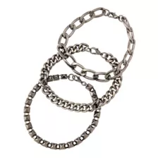 Multi-Pack Gray Chain Bracelets - 3 Pack at Spencer's