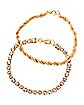 Multi-Pack Goldtone Clear Stone and Rope Bracelets - 2 Pack