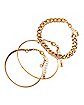 Multi-Pack Goldtone Chain and Bangle Bracelets - 3 Pack