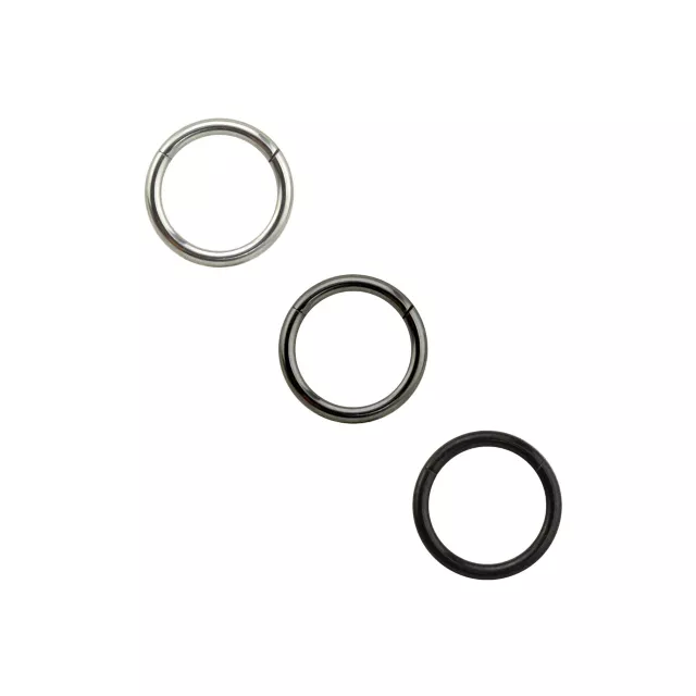 Multi-Pack Black and Gray Clicker Septum Rings 3 Pack - 16 Gauge at Spencer's