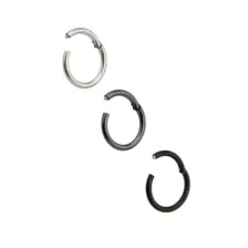 Multi-Pack Black and Gray Clicker Septum Rings 3 Pack - 16 Gauge at Spencer's