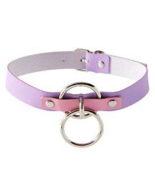 Pink And Purple Pastel Large Double O Ring Choker Necklace Spencer S