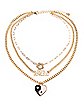 Goldplated Yin Yang Flower and Angel Layered Chain Necklace
