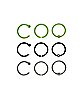 Multi-Pack CZ Green and Black Hoop Nose Rings 9 Pack - 20 Gauge