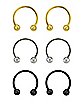 Multi-Pack Goldtone Black and Silver Horseshoe Rings 6 Pack - 18 Gauge