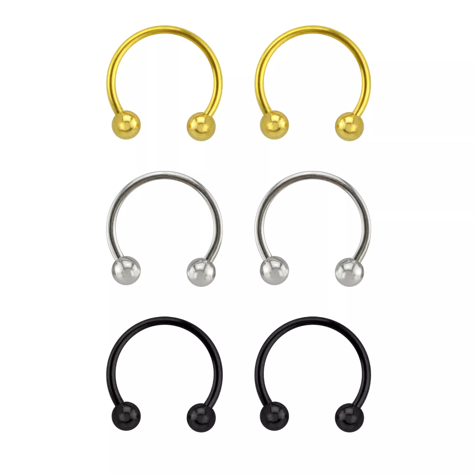 Multi-Pack Colored Titanium Horseshoe Rings - 3 Pair at Spencer's