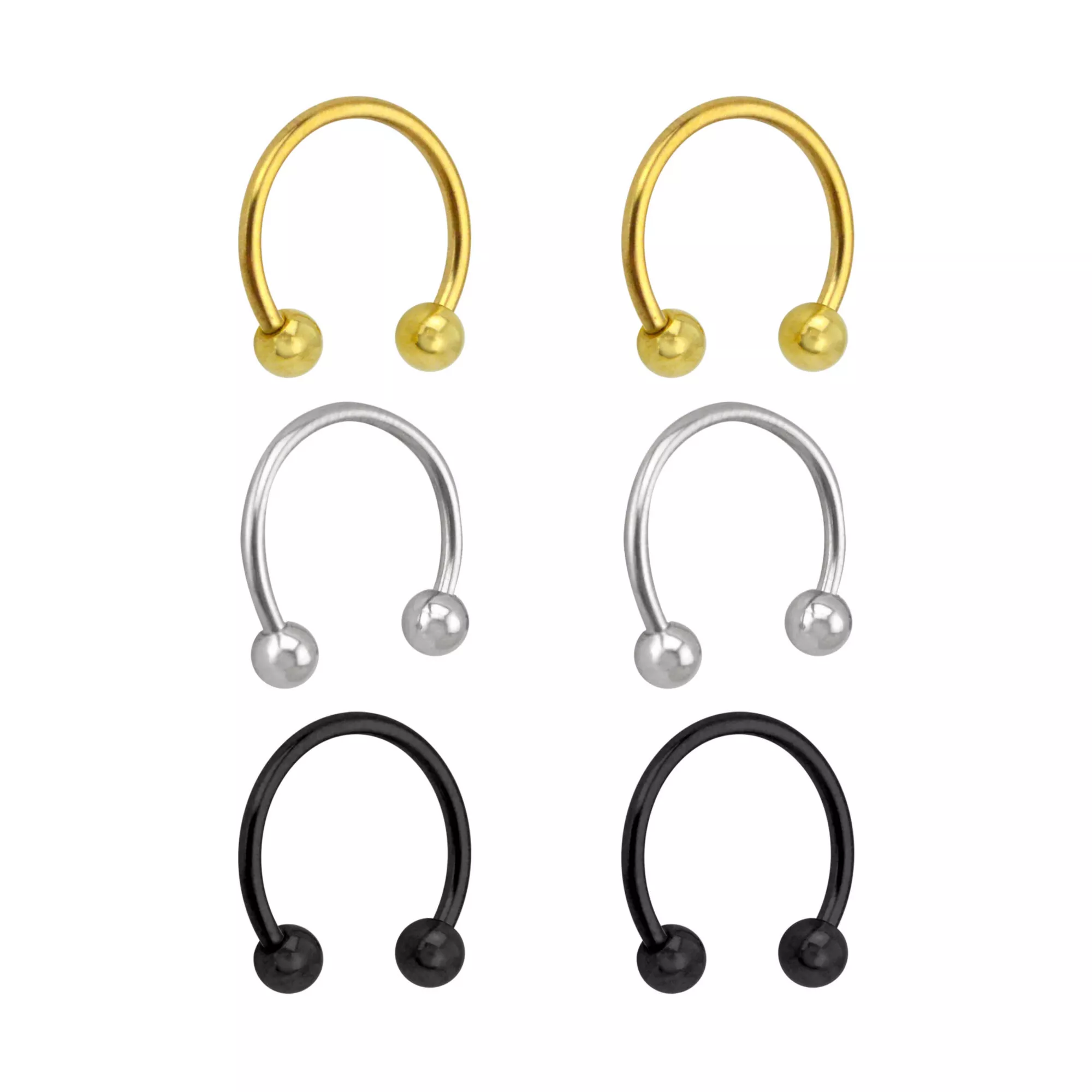 Multi-Pack Colored Titanium Horseshoe Rings - 3 Pair at Spencer's