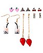 Multi-Pack Cherry Strawberry Boba Dangle and Stud Earrings - 6 Pairs