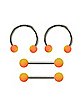 Multi-Pack Orange Ombre Horseshoe Rings and Nipple Barbells 2 Pair - 14 Gauge