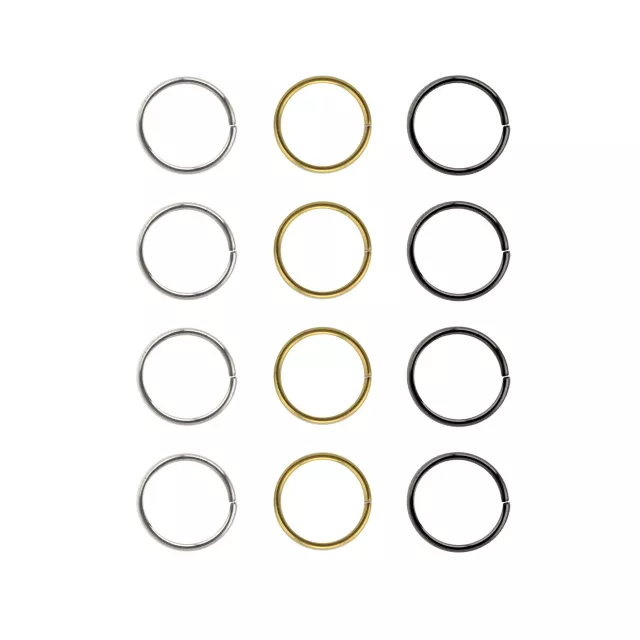 Multi-Pack Silvertone Goldtone Black Seamless Hoop Nose Rings 12 Pack - 20 Gauge at Spencer's