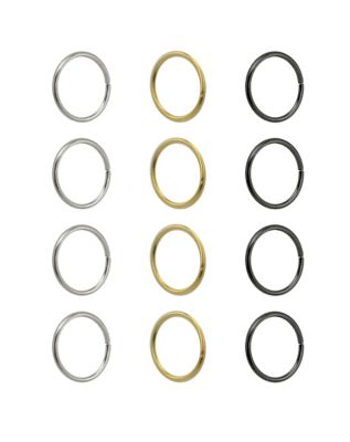 Multi-Pack Silvertone Goldtone Black Seamless Hoop Nose Rings 12 Pack - 20 Gauge