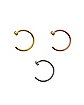 Multi-Pack Goldtone and Rose Goldtone Half Hoop Nose Rings 3 Pack - 20 Gauge