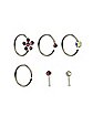 Multi-Pack CZ Flower Hoop and Pin Nose Rings 6 Pack - 20 Gauge