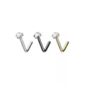 Multi-Pack Assorted CZ Pronged L-Bend Nose Rings 3 Pack - 20 Gauge at Spencer's