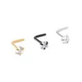 Multi-Pack Assorted CZ Pronged L-Bend Nose Rings 3 Pack - 20 Gauge at Spencer's