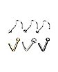 Multi-Pack Assorted CZ Screw and L-Bend Nose Rings 6 Pack - 20 Gauge
