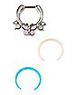 Multi-Pack Opal-Effect Clicker and Pincher Septum Rings 3 Pack - 16 Gauge