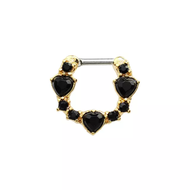 Goldtone Black Heart Septum Ring - 16 Gauge at Spencer's