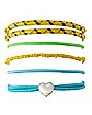 Multi-Pack Yellow Green Blue Cord Bracelets - 5 Pack